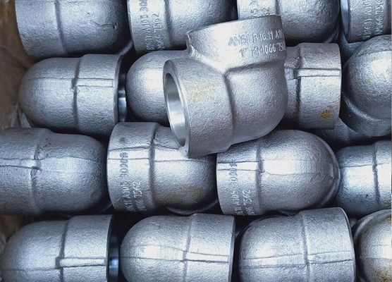 ASME B16.11 A105 एल्बो 3000 एलबीएस सॉकेट वेल्डिंग थ्रेडेड जाली स्टील फिटिंग